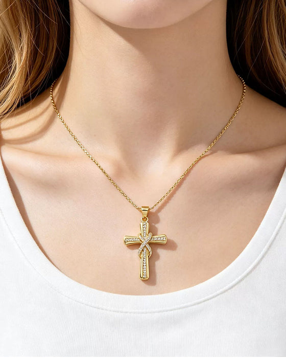 ✝️ Dames Ketting Met Glinsterend Kruis Hanger – Elegant Gedraaid Ontwerp Voor Dagelijks & Speciale Gelegenheden  Danish