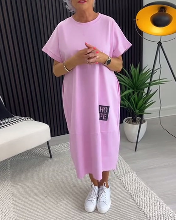 Jurk Korte Mouw Casual Recht Zak