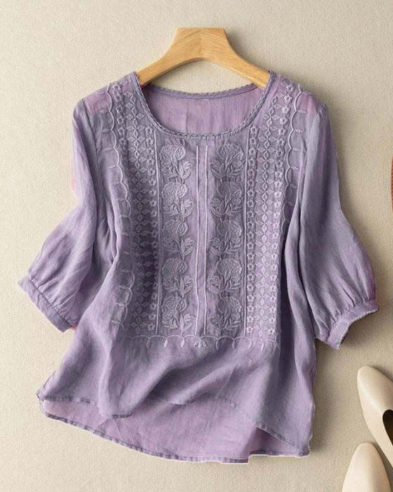 T-Shirt Retro Ademend Ronde Hals
