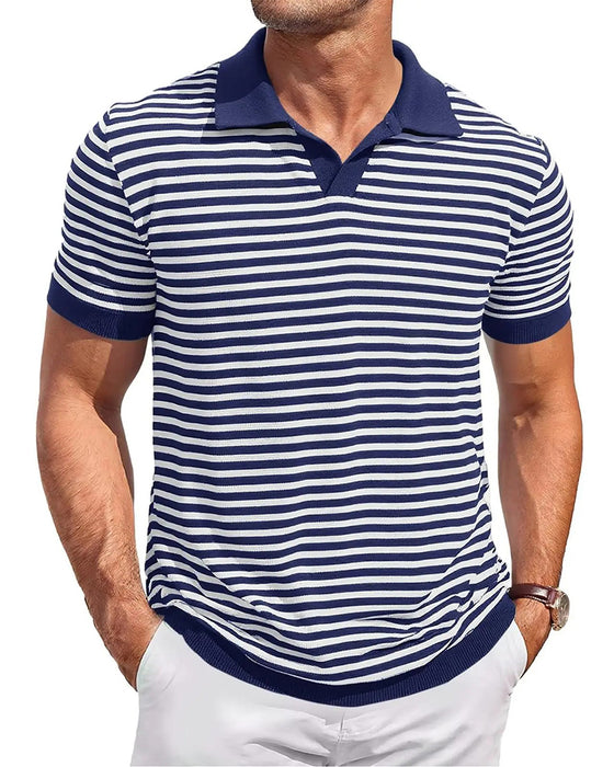 T-Shirt Polokraag Streep Kleurblok