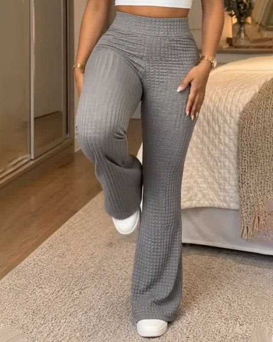 Broek Hoge Taille Effen Uitlopend