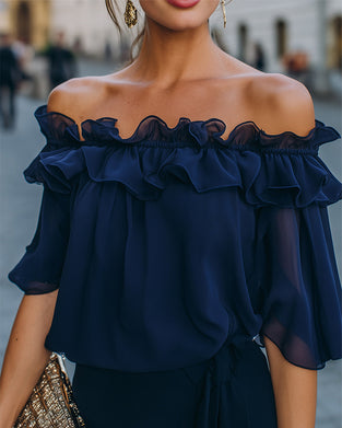 Blouse Elegant Off-Shoulder Ruches