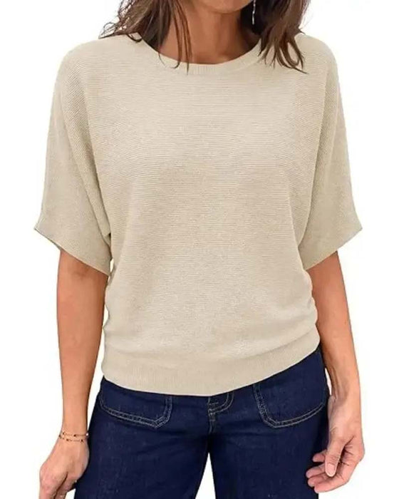 Pullover Rondhals Korte Mouw Effen