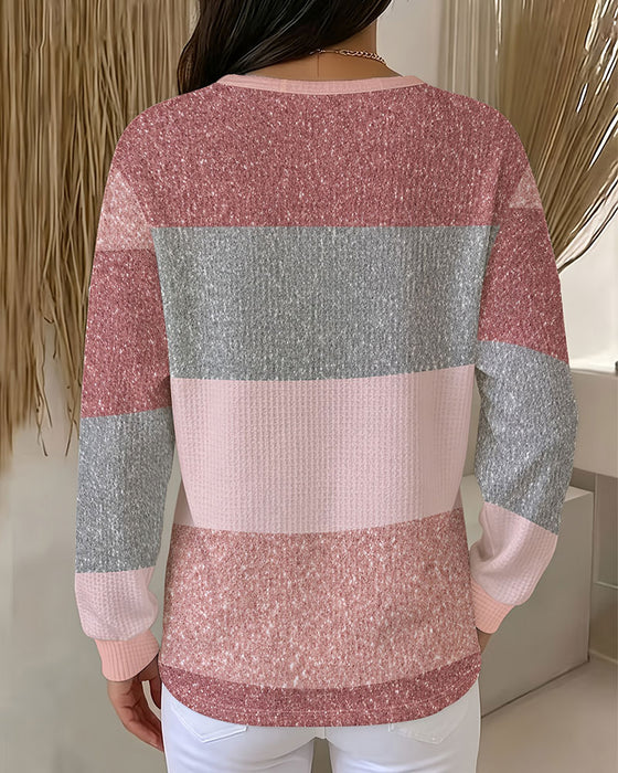 Sweatshirt Knoop Ronde Hals Kleurblok
