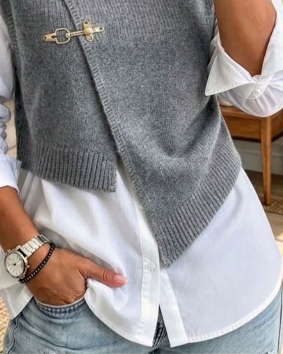 Set Halve Coltrui Diagonaal Geknoopt Trui Vest