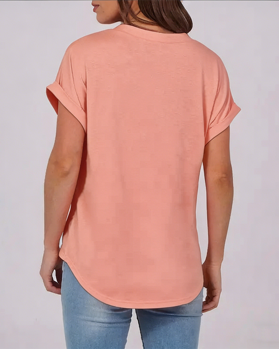 T-Shirt Effen V-Hals Korte Mouw