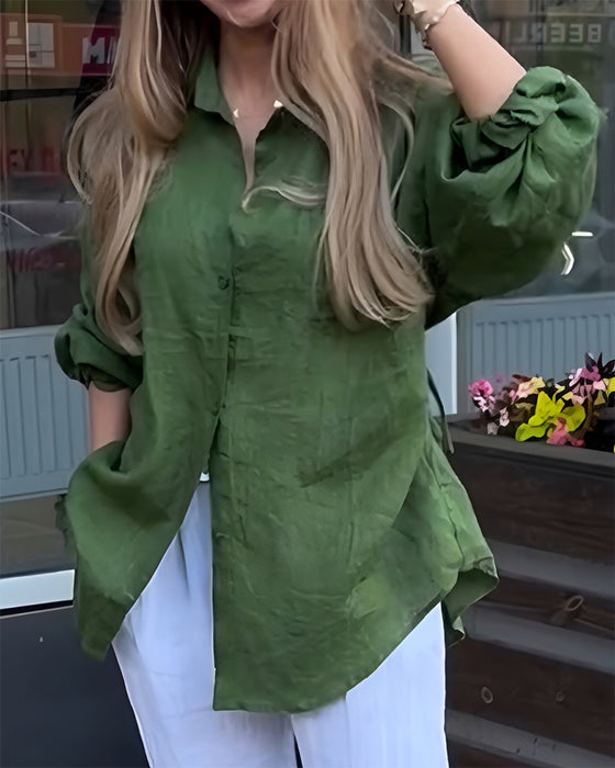 Blouse Elastische Taille Lantaarn Mouw