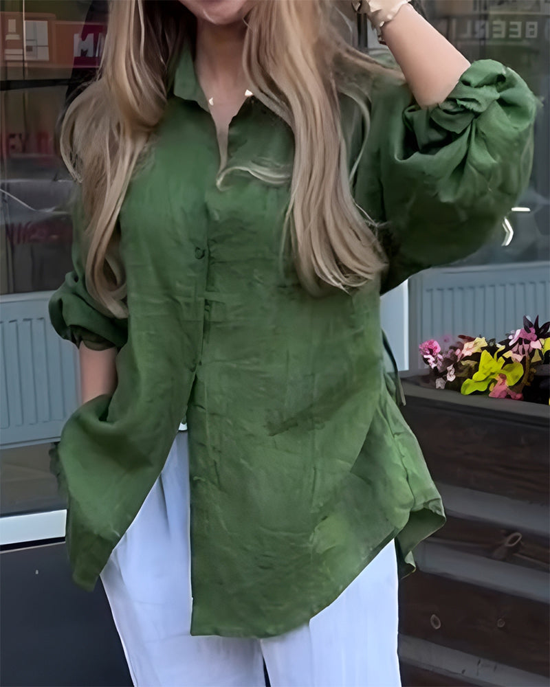 Blouse Elastische Taille Lantaarn Mouw