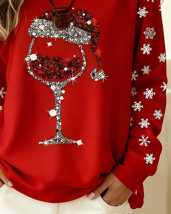 Top Rondhals Kerst Stijl Lange Mouw