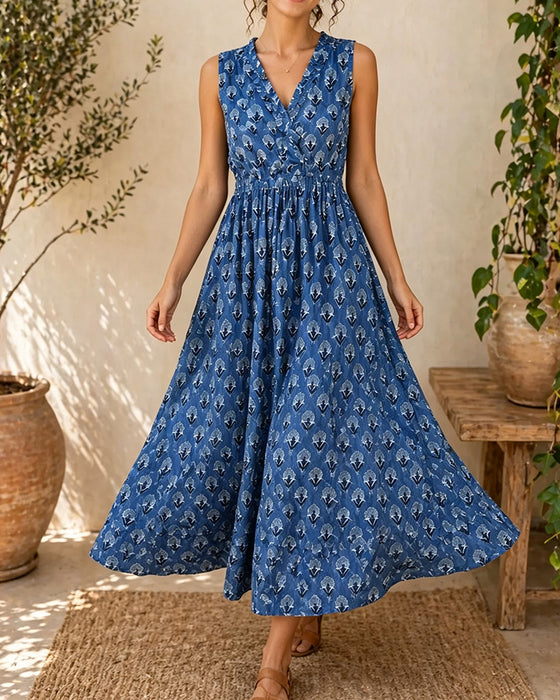 Jurk V-Hals Mouwloos Taille