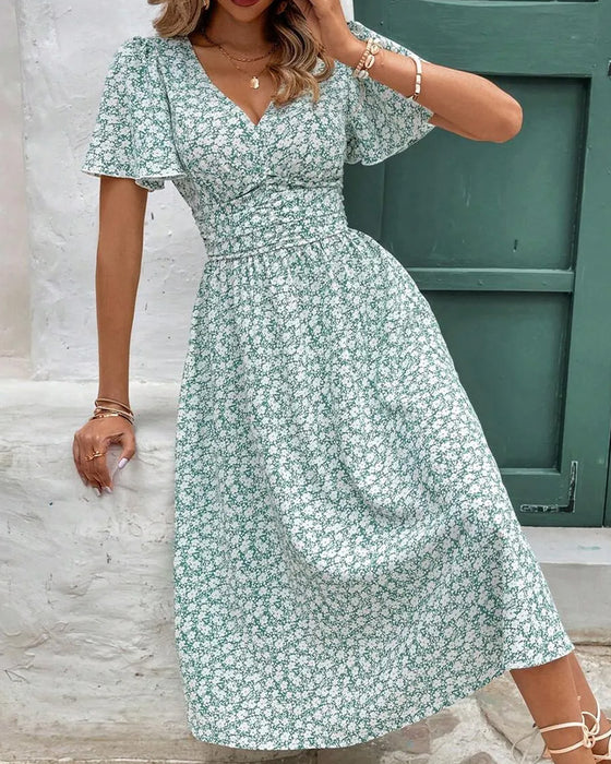 Jurk Bloemen V-Hals Taille