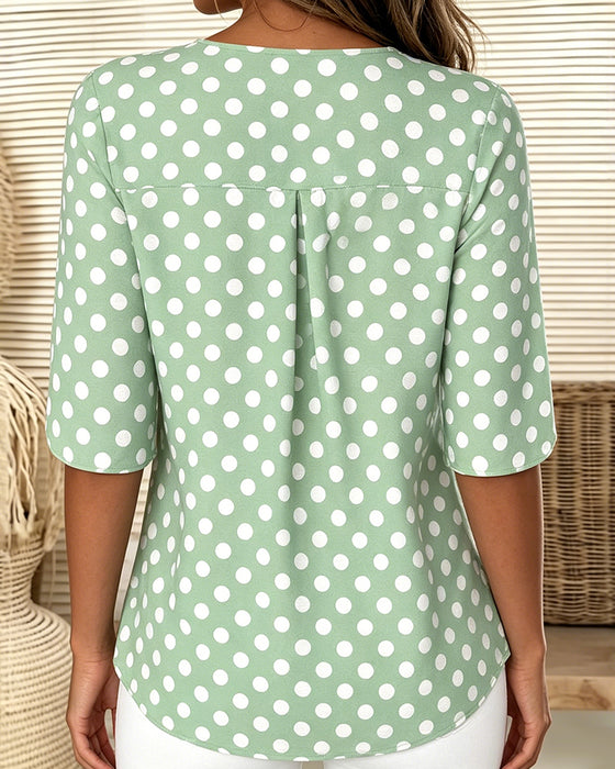 Blouse Stipje Ruffle V-Hals