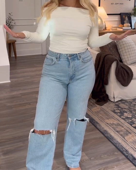 Top Een Schouder Slim Fit En Veelzijdig