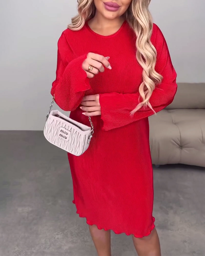 Casual jurk effen kleur knielengte