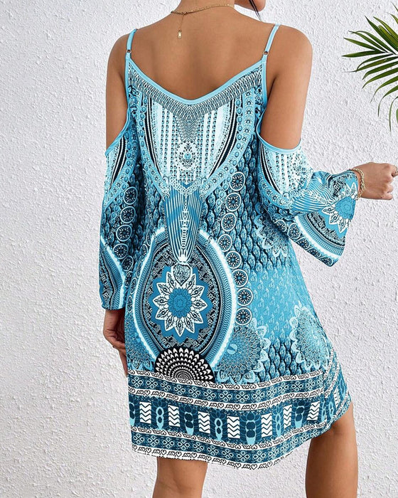 Jurk Strapless Off-the-shoulder Gedrukt Shift