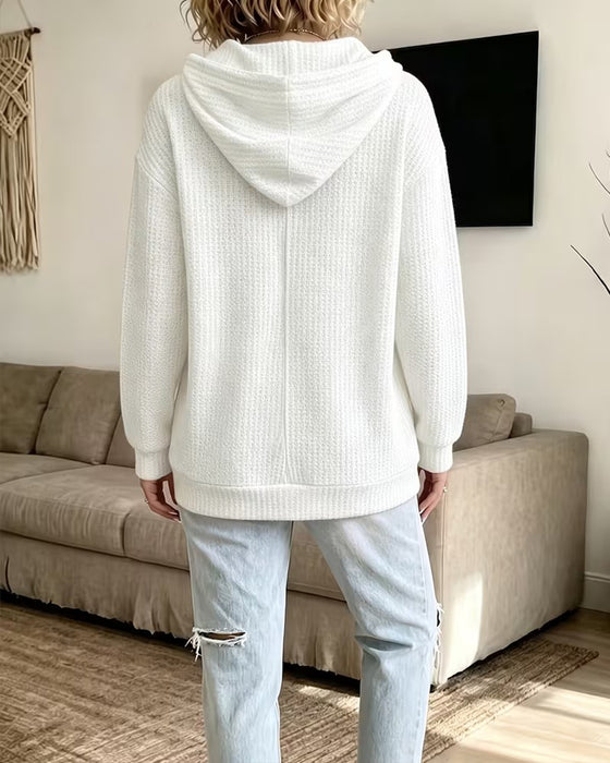 Hoodie Met Trekkoord V-Hals Geribbeld