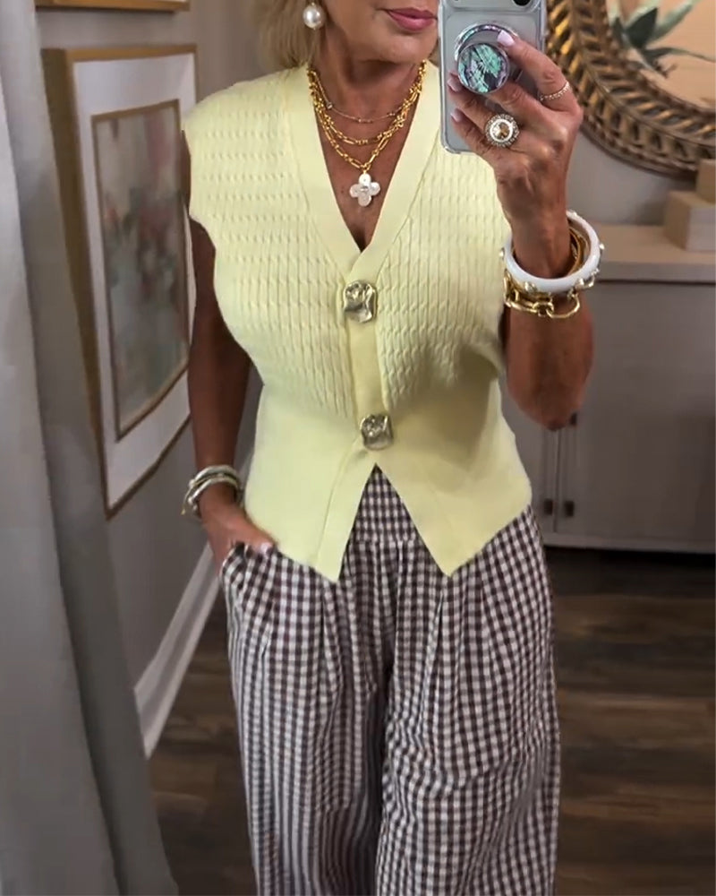 Vest Mouwloos Gebreid Trui