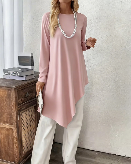 Top Asymmetrisch Middenlang Effen