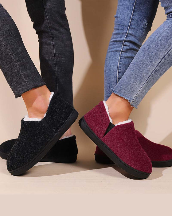 Pluche effen kleur all-inclusive platte schoenen