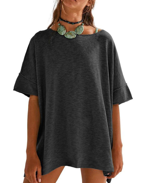 T-Shirt Effen Patchwork Halve Mouw