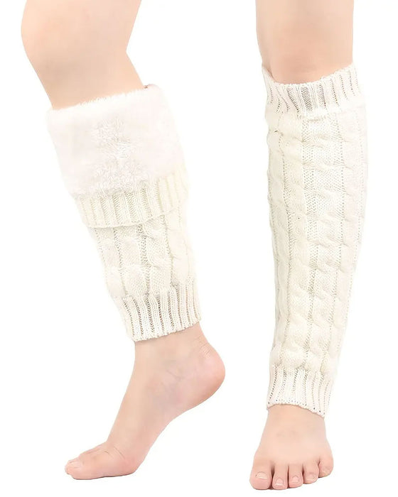Fleece Gevoerde Kabelgebreide Beenwarmers Thermische Laarzenmanchetten