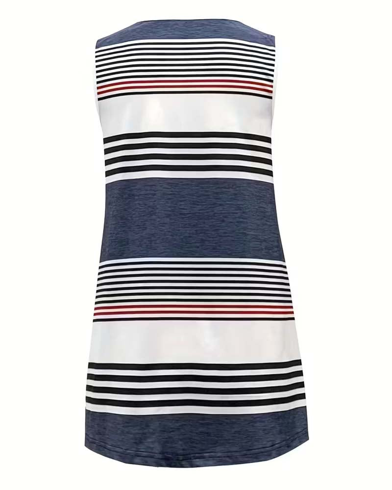 Tanktop Gestreept Mouwloos V-Hals