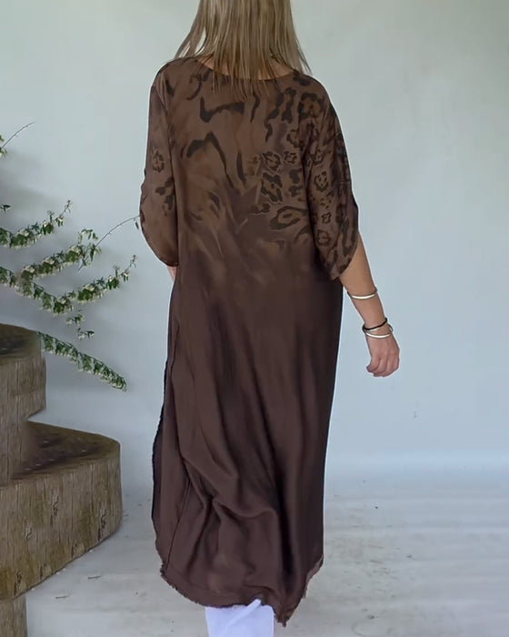 Blouse Met Leopardprint Ombré Lang