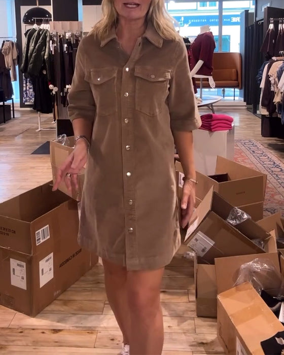 Jurk Met Halve Mouwen In Effen Kleur