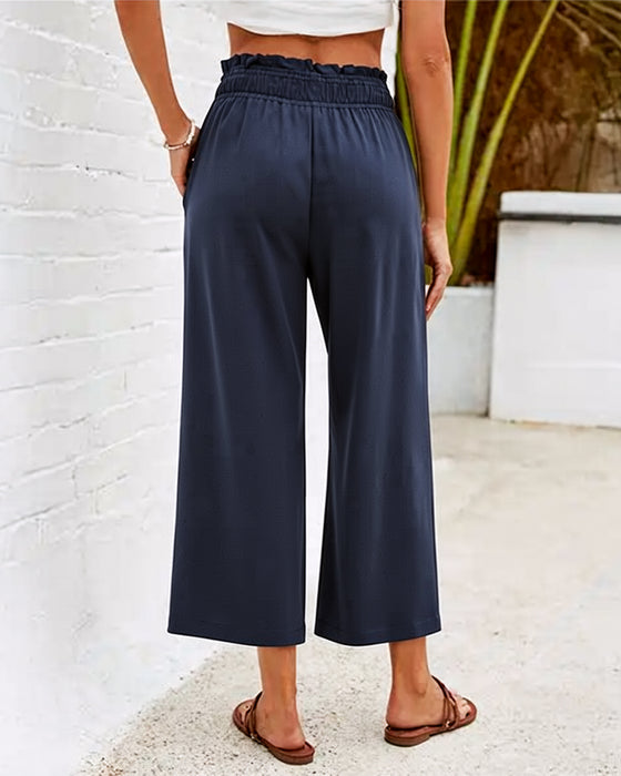 Broek Ruffle Hoge Taille Wijde Pijp Geknipt