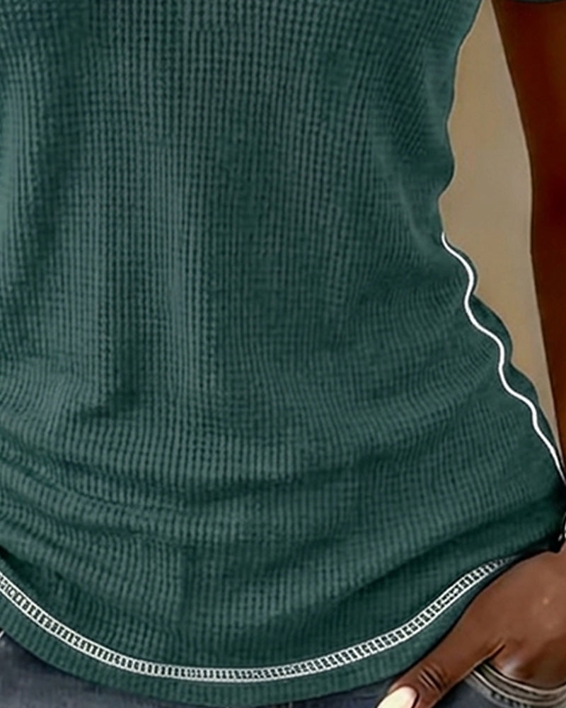 T-Shirt Weefsel Wafel Henley