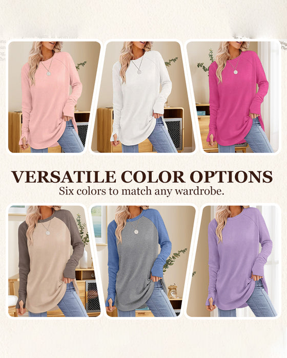 Ronde Hals Raglan Colorblock Longsleeve Top