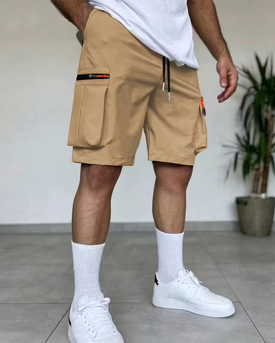 Heren Broek Effen Loose Fit Kort Cargo