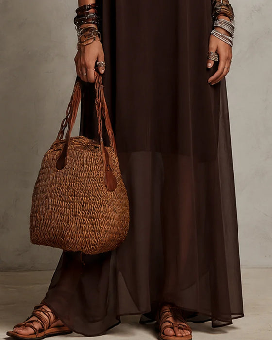 Jurk Halter Hoge Hals Sheer Lang