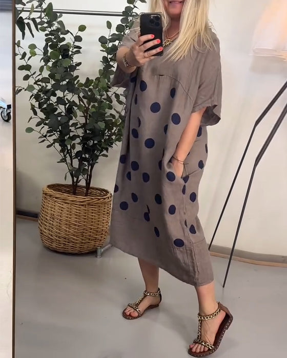 Jurk Los Casual Stippen Print