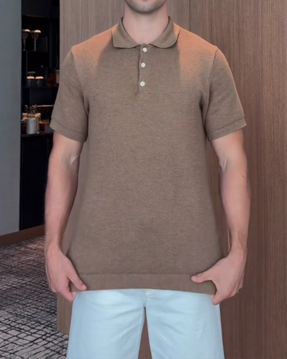 Heren T-Shirt Met Losse Pasvorm En Casual Polo-Kraag