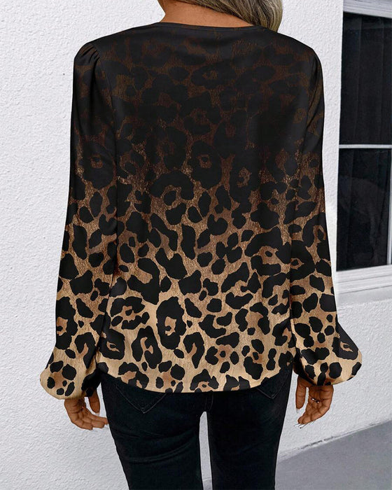 Shirt Pofmouw Verloop Luipaardprint