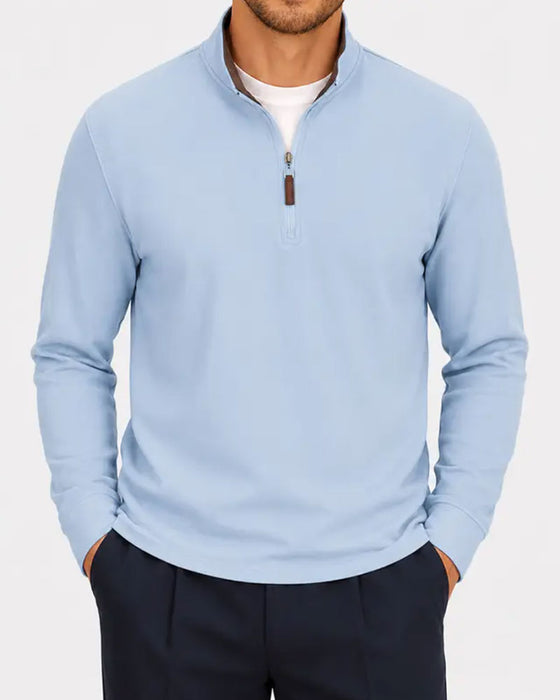 Heren Sweatshirt Half-Zip Staande Kraag Lange Mouw