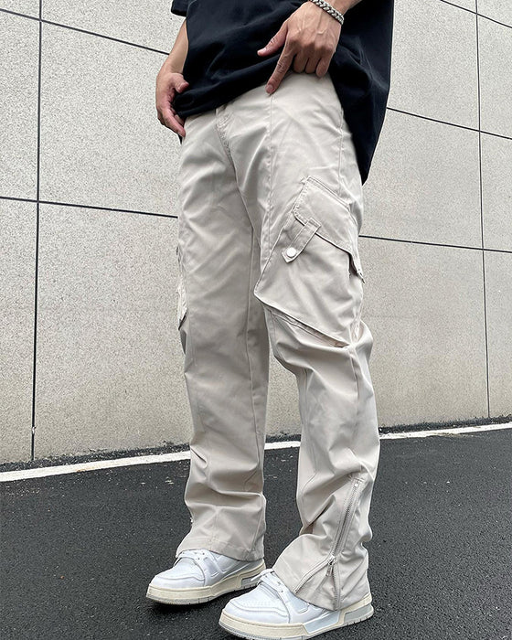 Broek Effen Kleur Rits Zak Casual Heren
