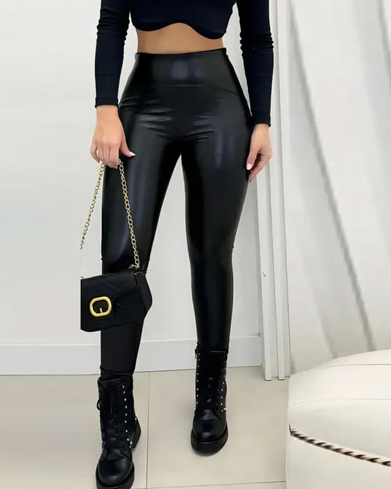 Broek Hoge Taille Effen Lang