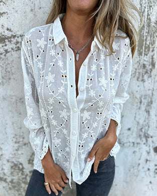 Blouse Floral Uitgesneden Lange Mouw