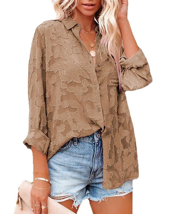 Blouse Chiffon Jacquard Sheer