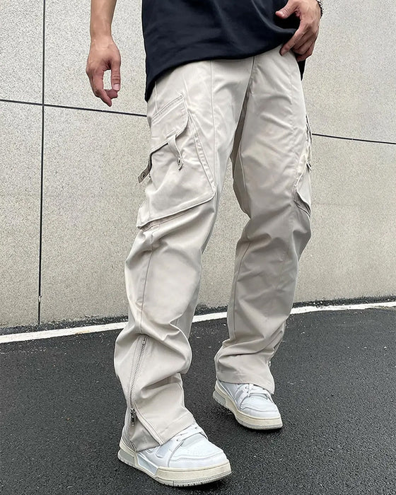 Broek Effen Kleur Rits Zak Casual Heren
