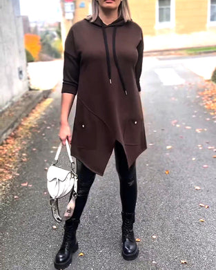 Hoodie Met Capuchon Casual Splitsen Lange Mouw