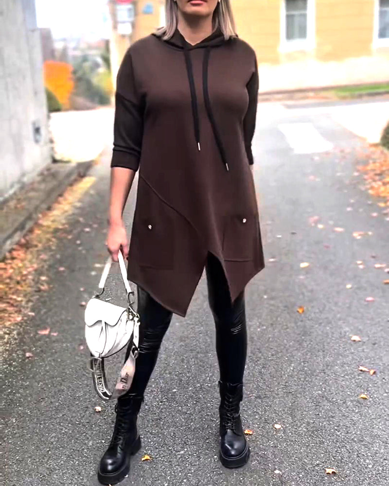 Hoodie Met Capuchon Casual Splitsen Lange Mouw