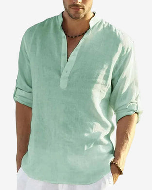 Herenoverhemd van katoen en linnen