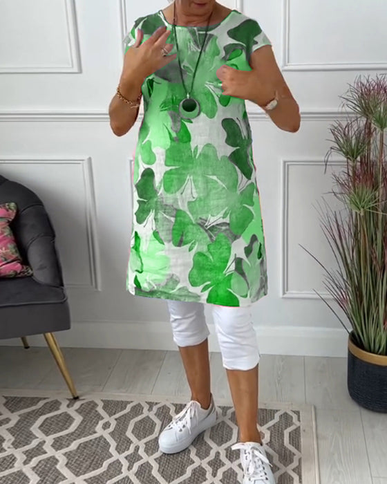 Casual lange top met kleurrijke bloemenprint