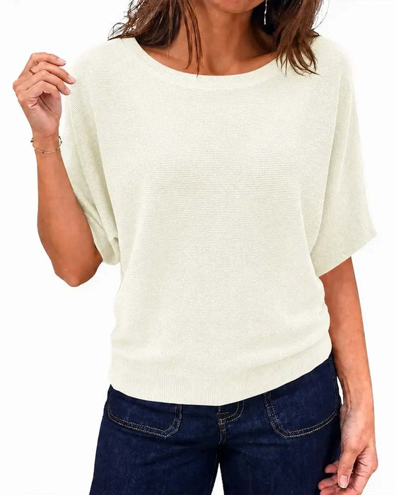Pullover Rondhals Korte Mouw Effen