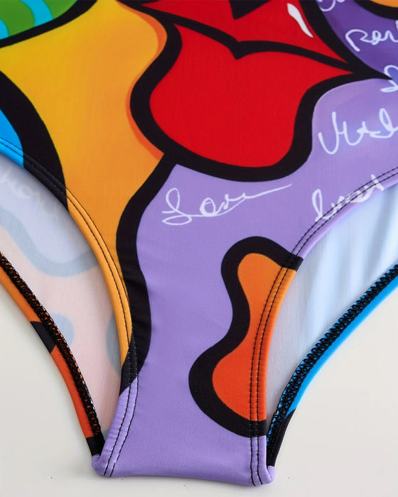 Zwempak Mouwloos Gedrukt Eendelig