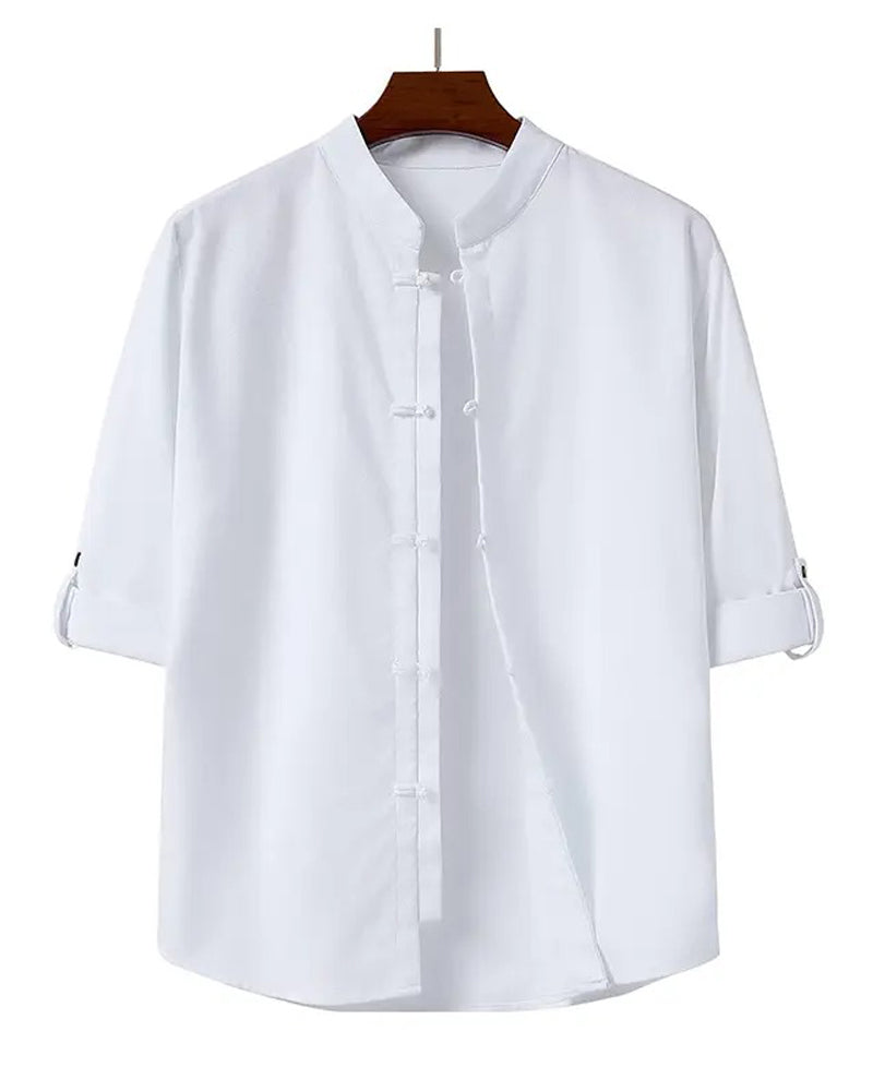 Shirt Chinese Stijl Vierkante Hals Casual