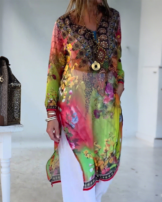 Jurk Bohemien Stijl V-Hals